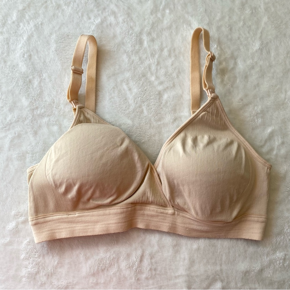 Seamless Nursing Bra Nude Tan Wireless Maternity Bralette Size Large Comfortable